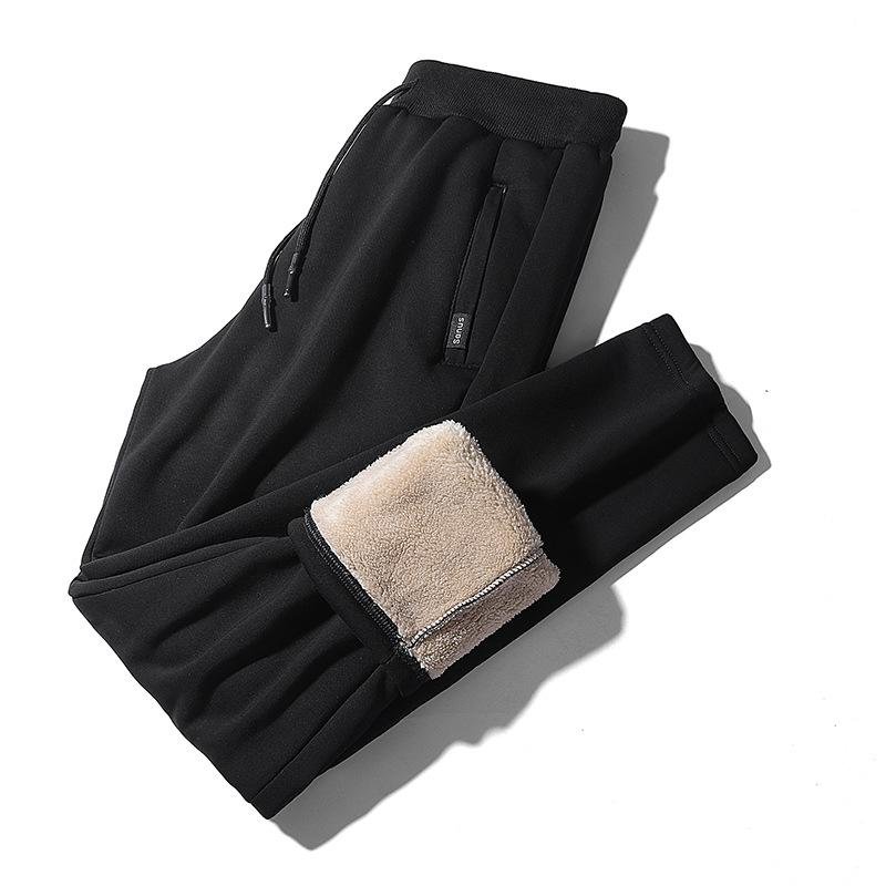 Men Super Winter Warm Pants Outside Fleece Joggers Thicken Sweatpants Heavyweight Zipper Trousers Streetwear Men 7xl