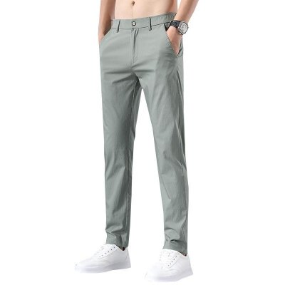 Summer Autumn Hot Sales Ice Silk Pants for Men Regular Men Pants Classic Straight Formal Mens Design Smart Casual Thin Trousers