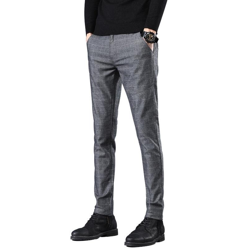 Spring Autumn Casual Pants Stretch Straight Mens Trousers Slim Fit zipper Mens Fashion Pants Broeken Mannen