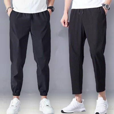 Summer ice silk pants men casual pants boys trend sports pants nine point harem beam pants men pants men pants