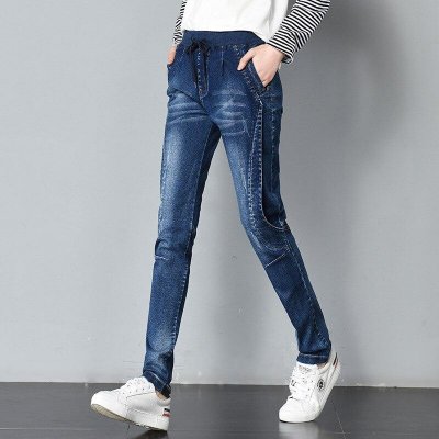 Big Size Jeans Women Autumn Harem Jeans Pants Large Woman Elastic High Waist Denim Trousers For Female 4Xl 5Xl