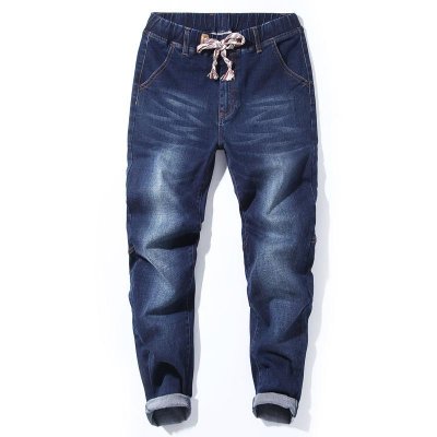 Fall Harem Jeans Male Stretch Student Black Blue Feet Pants Men 7XL 6XL 5XL Casual Beaded Pants 46 48 50 52 150KG