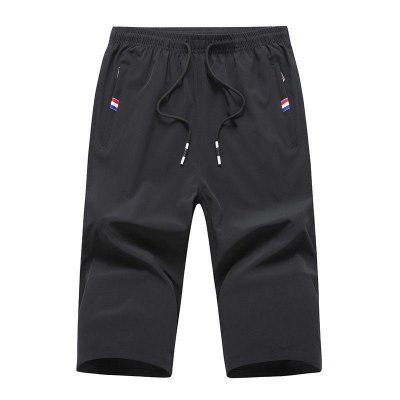 Cropped pants men ice silk summer thin stretch shorts casual breathable large size quick drying beach pants men sports pants